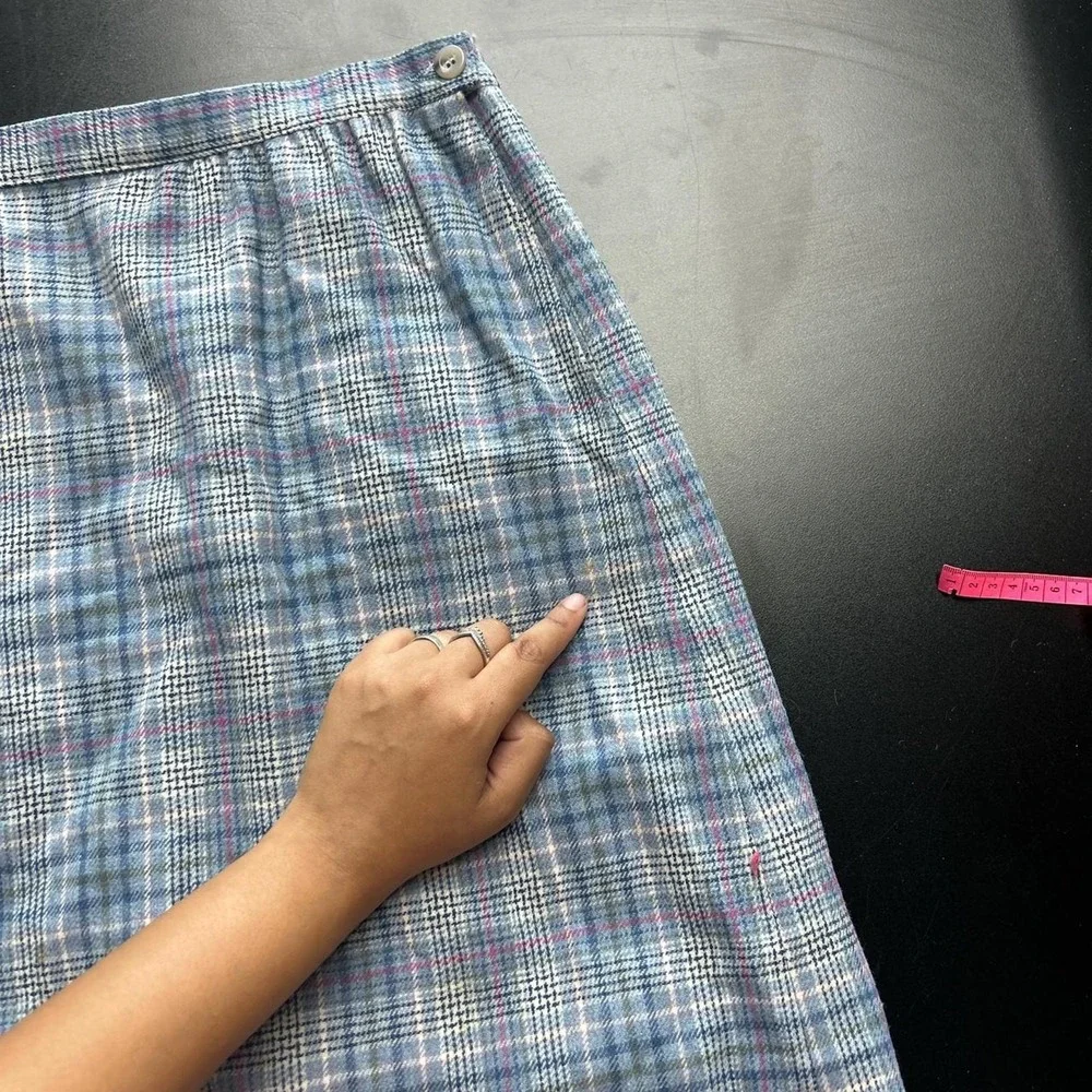 Vintage Pendleton Wool Women's Size‎ 14 Blue Plaid Cottagecore Midi A Line Skirt